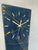 70cm Long Narrow Dark Metallic Blue and Orange Abstract Resin Wall Clock, Modern Wall Clock, Unusual Wall Clock, Modern Home Decor,