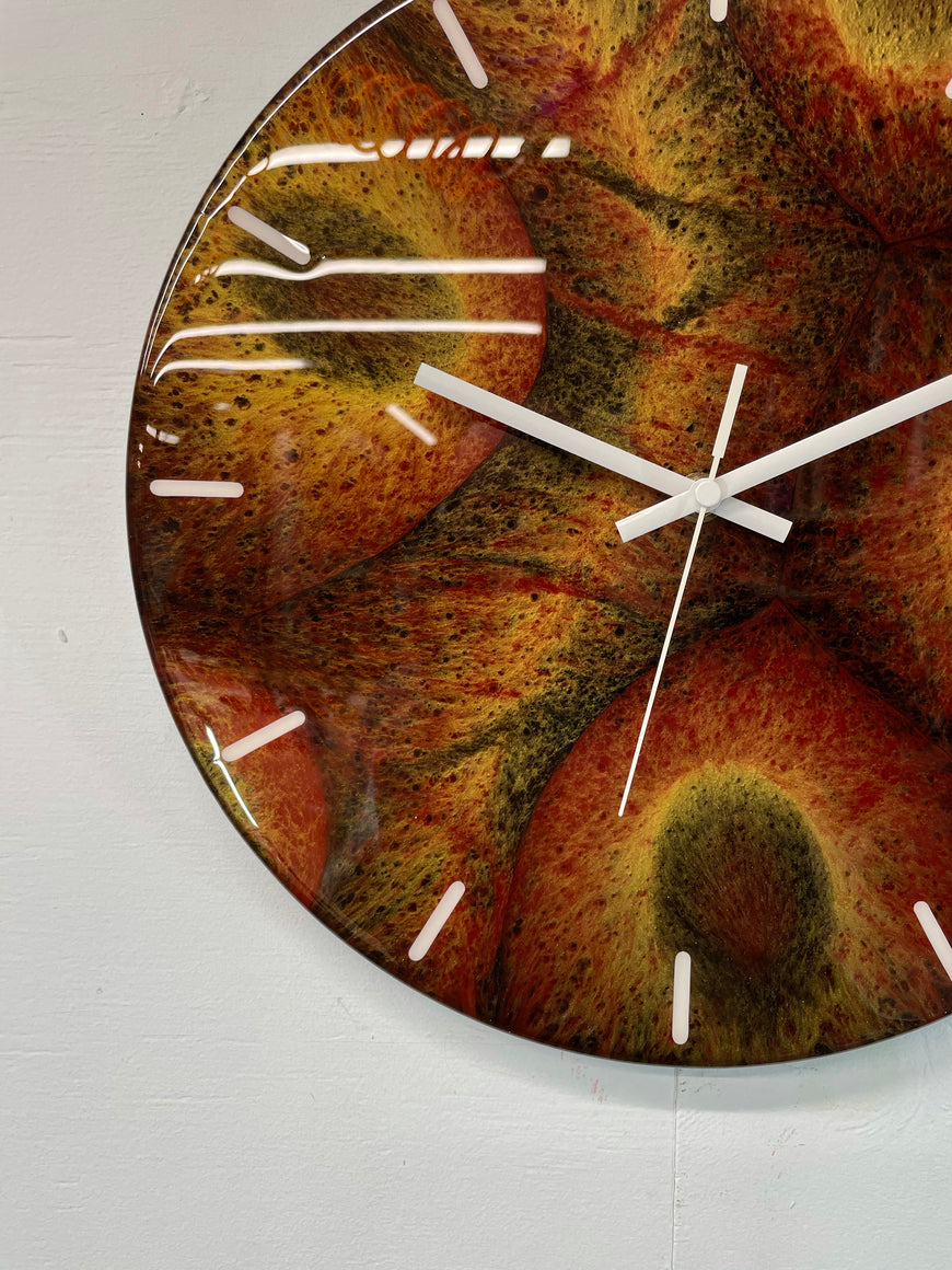 Gold Black and Maroon Abstract Modern Resin Wall Clock