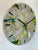 33cm Metallic Silver Dark Green and Yellow Abstract Modern Resin Wall Clock