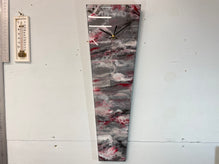 Narrow Grey Blood Red Maroon and White Abstract Resin Wall Clock