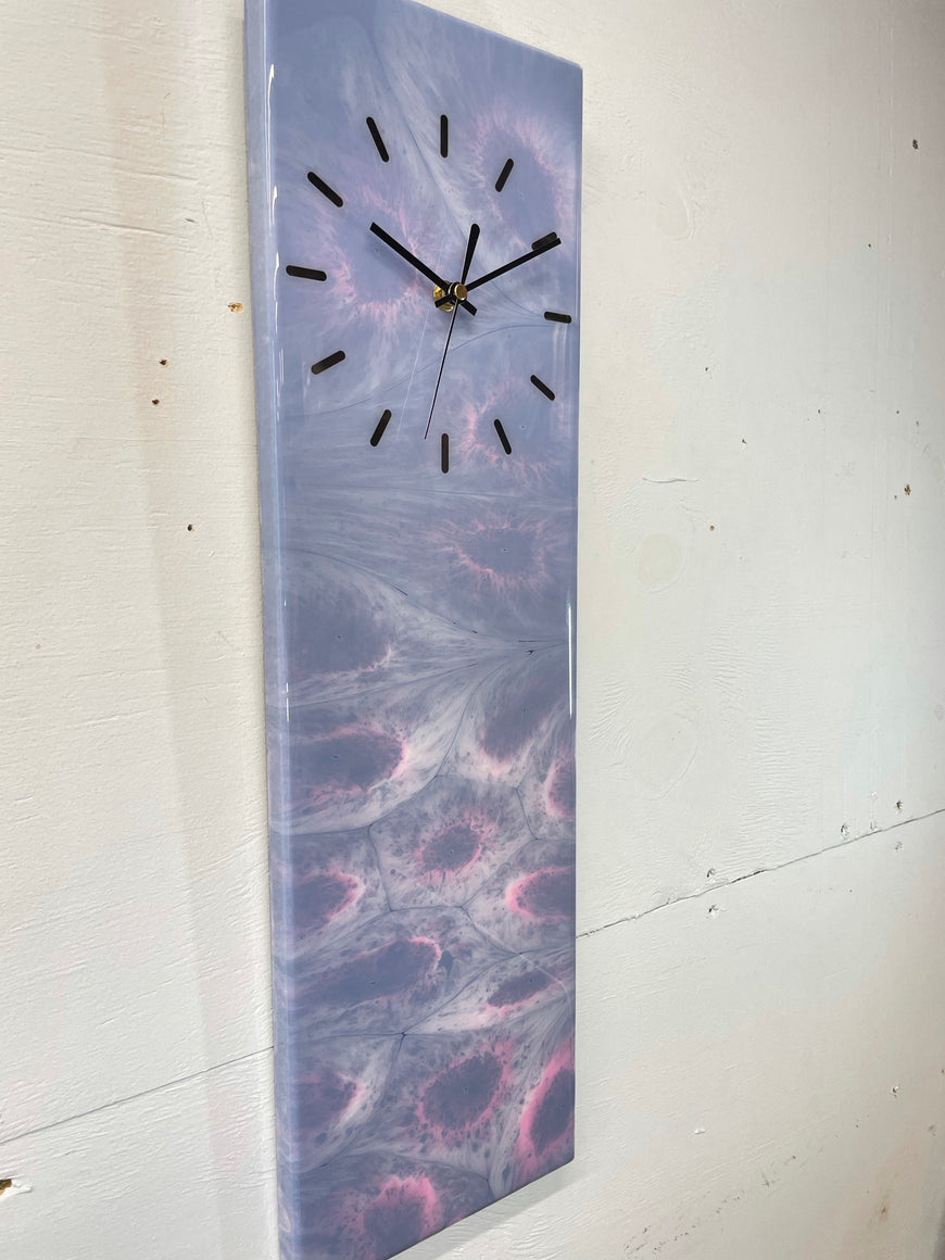 Purple Pink and Grey Abstract Resin Wall Clock