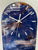 Narrow Navy Blue White Grey and Copper Abstract Resin Wall Clock