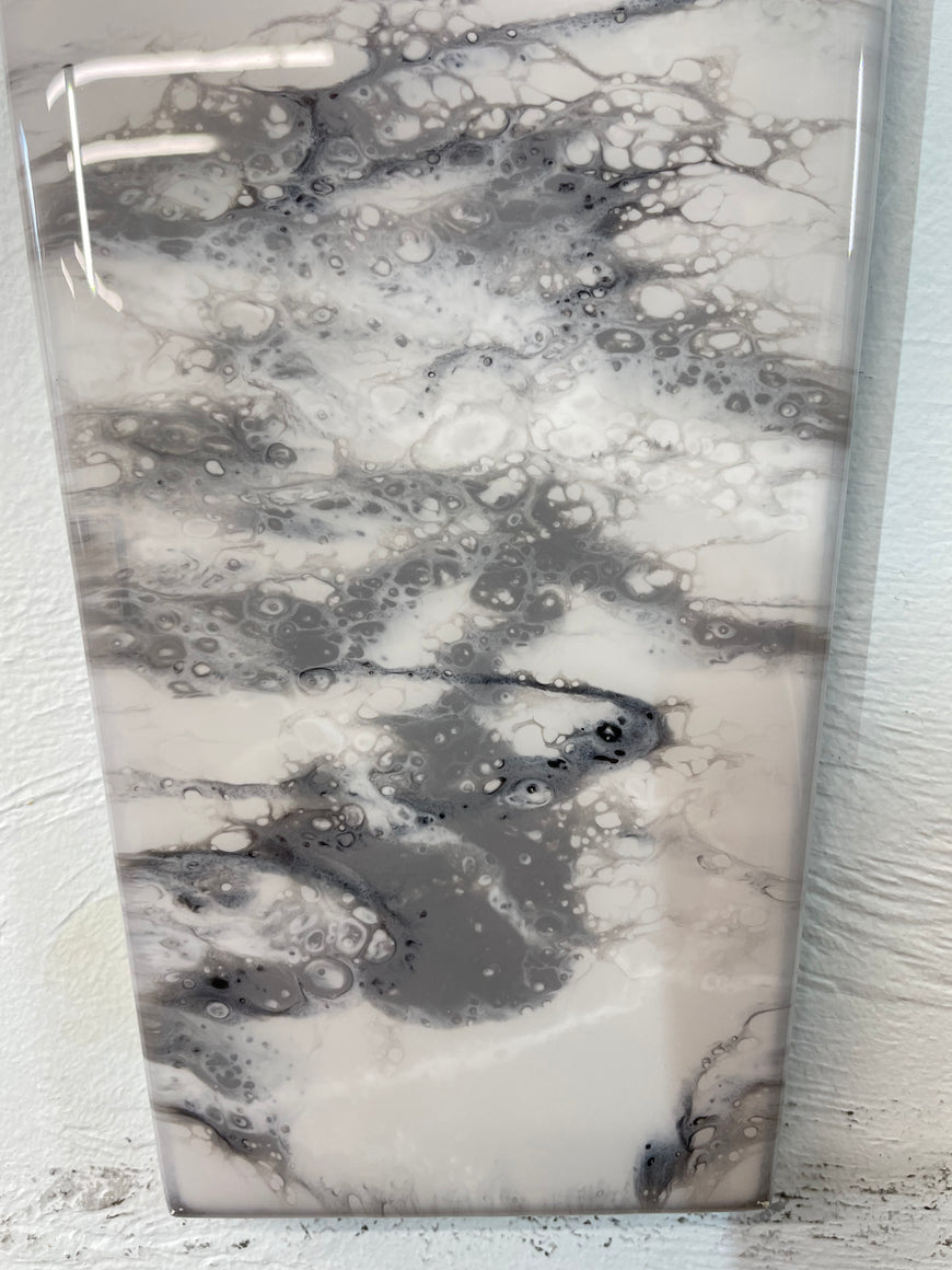 70cm Long Narrow Grey White and Black Abstract Resin Wall Clock