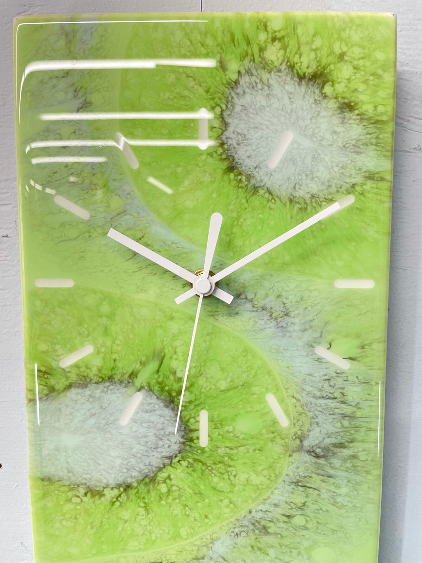 Pale Green Abstract Resin Wall Clock