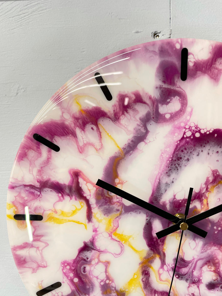 33cm White and Purple Abstract Modern Resin Wall Clock