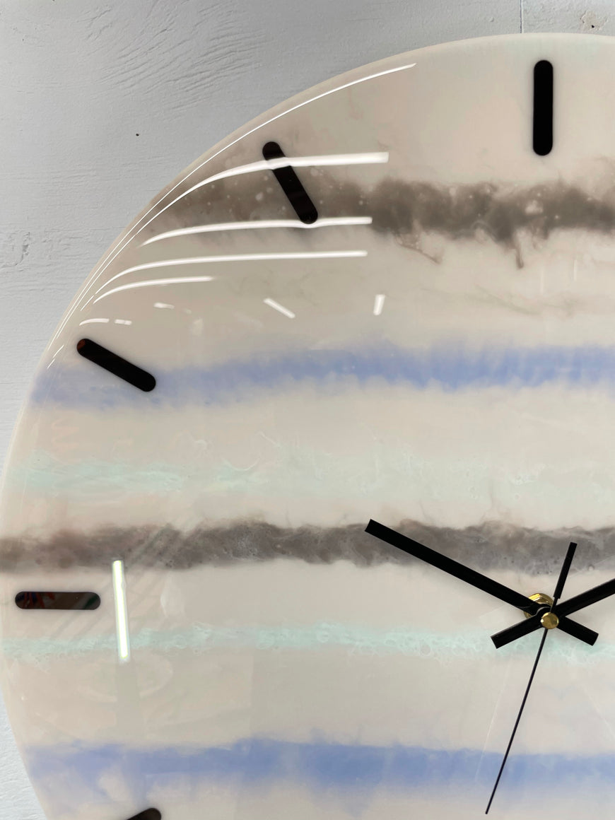 50cm Large Grey and Pale Blue Abstract Modern Resin Wall Clock