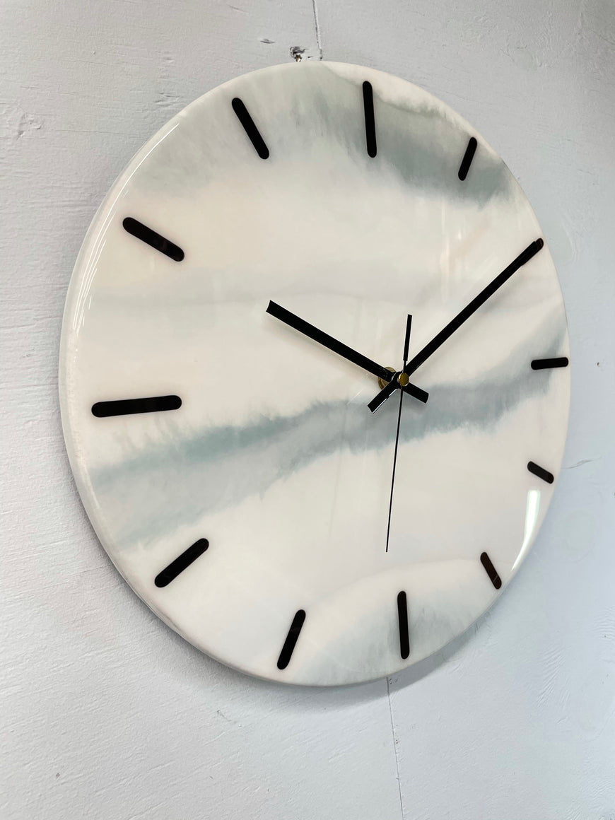 Pale Blue and Gray Resin Wall Clock 33cm