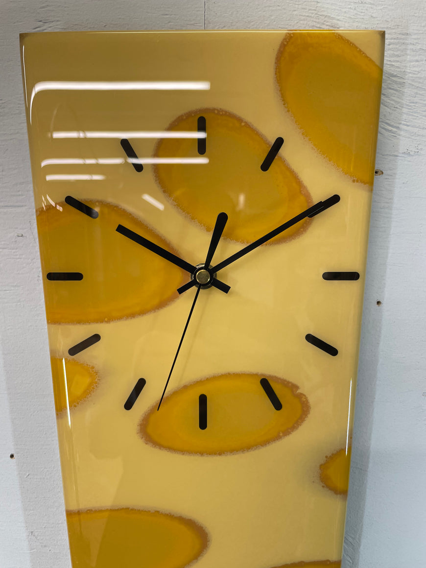 70cm Long Narrow Light Brown Mustard Abstract Resin Wall Clock