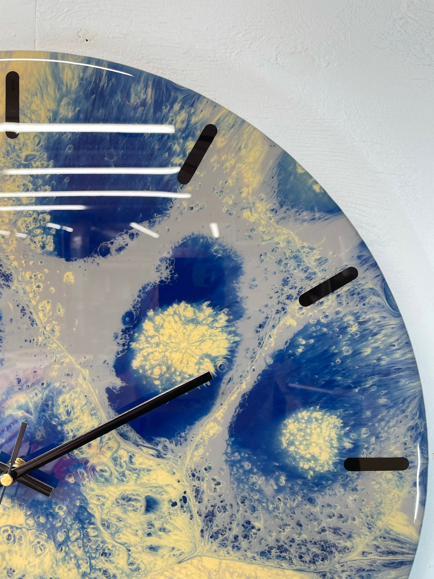 50cm Large Navy Blue and Grey Abstract Modern Resin Wall Clock