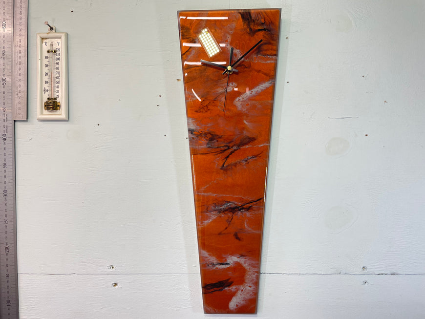 Long Copper Black and Grey Abstract Resin Wall Clock