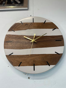 Black Walnut and Grey Resin Wall Clock