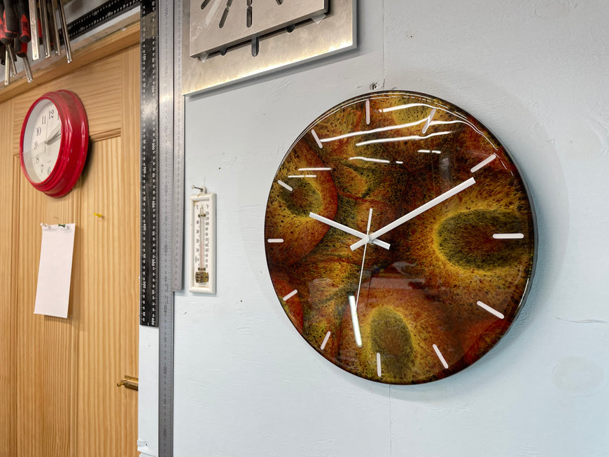 Gold Black and Maroon Abstract Modern Resin Wall Clock