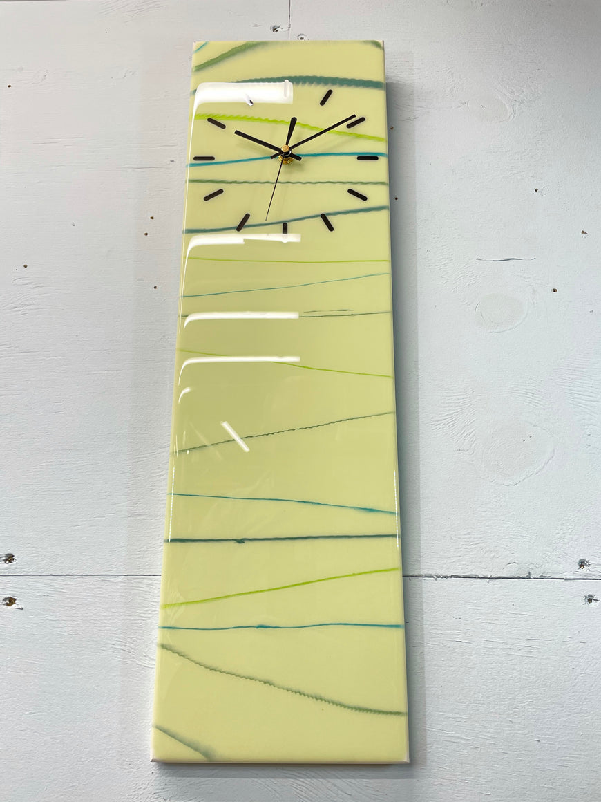 Light Green Rectangular Abstract Resin Wall Clock