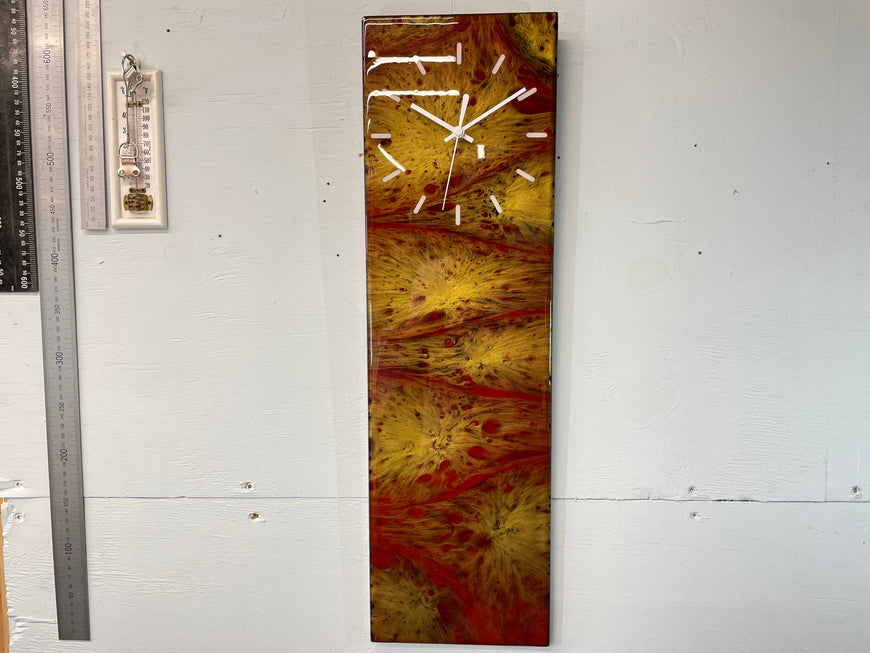 Red and Gold Abstract Resin Wall Clock