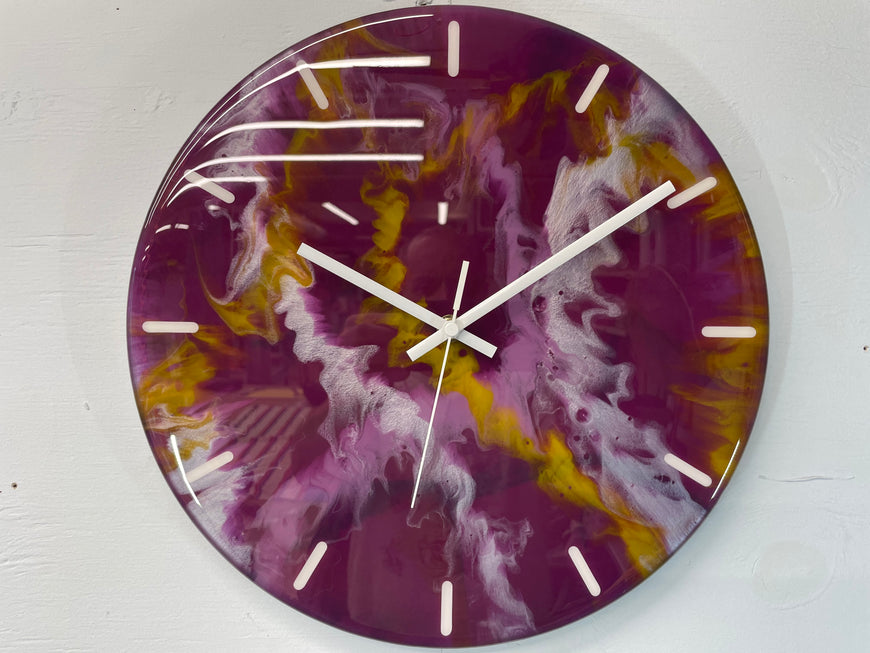 33cm Purple Abstract Modern Resin Wall Clock