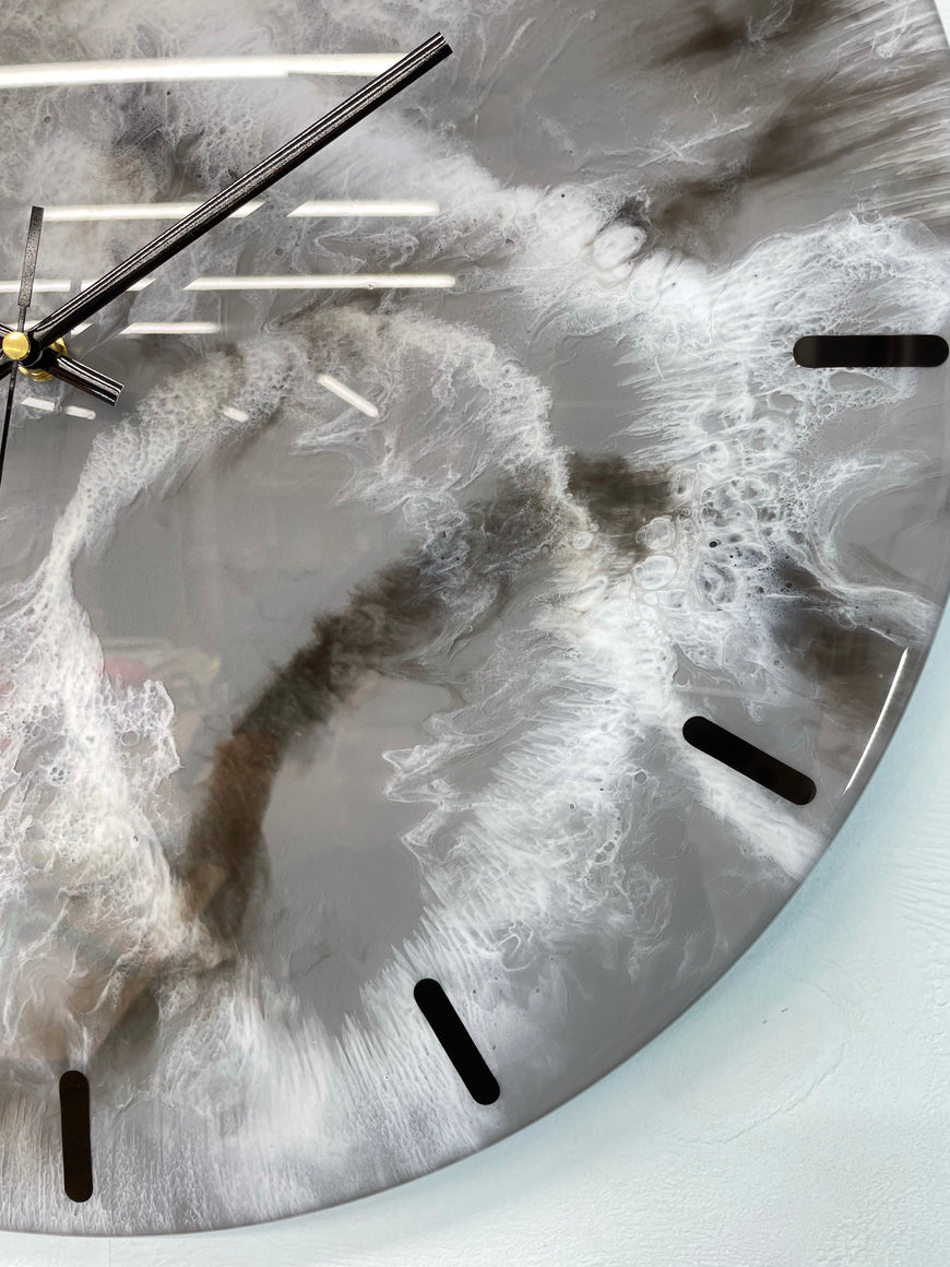 50cm Large Grey Black and White Abstract Modern Resin Wall Clock