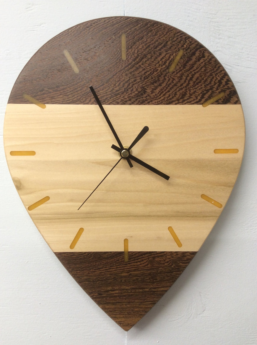 Tear Drop Wall Clock, Panga Panga and Poplar Wood