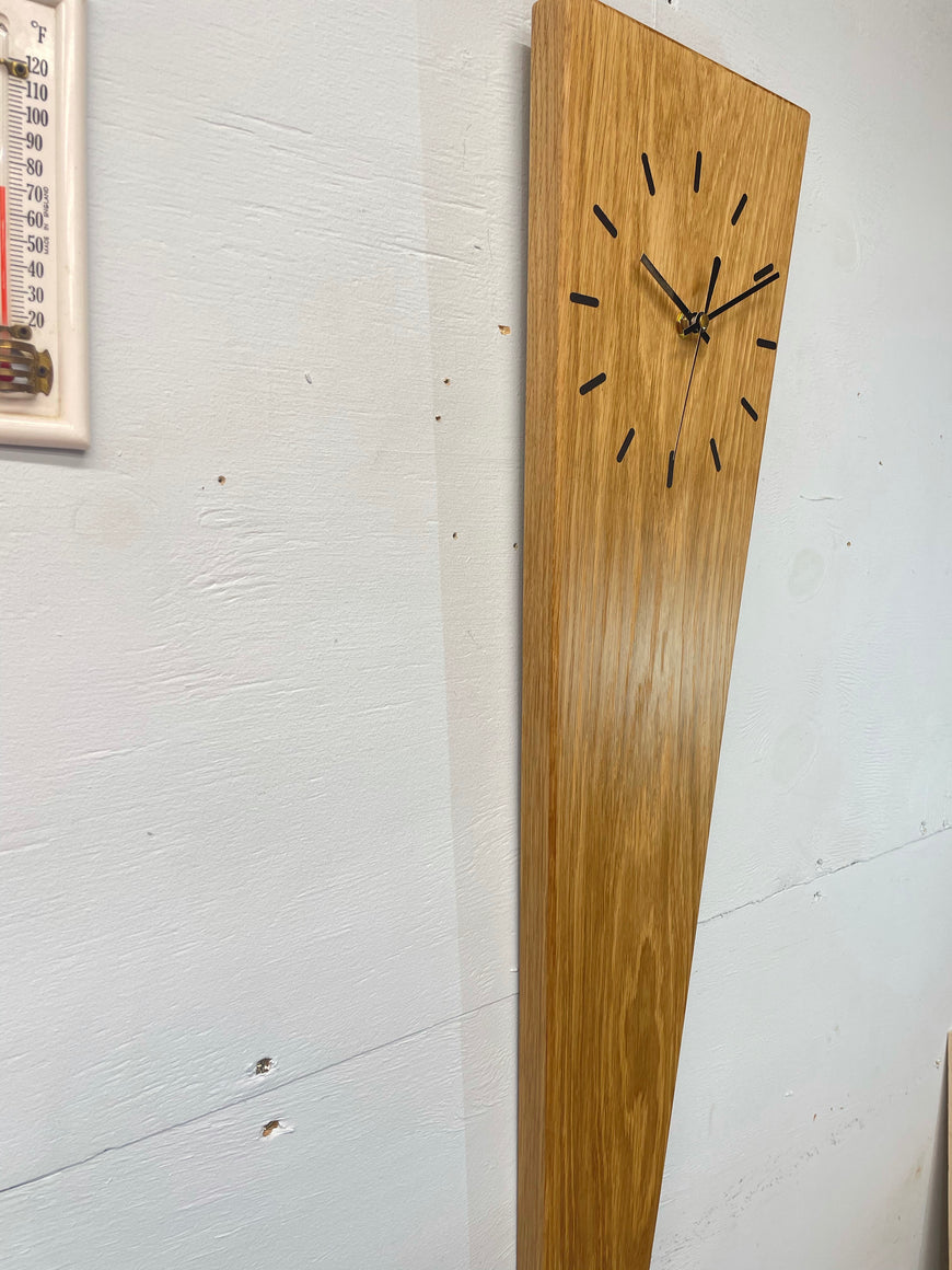 Long Narrow English Oak Wooden Wall Clock