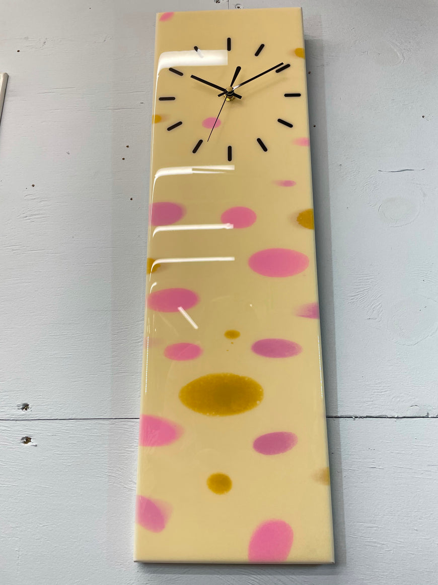 Cream and Pink Abstract Resin Wall Clock