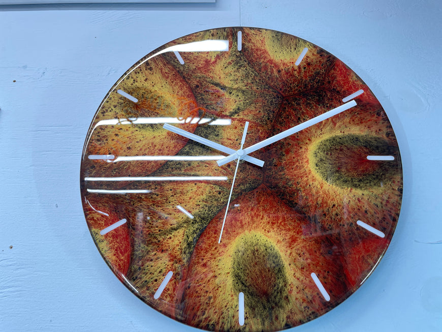 Gold Black and Maroon Abstract Modern Resin Wall Clock