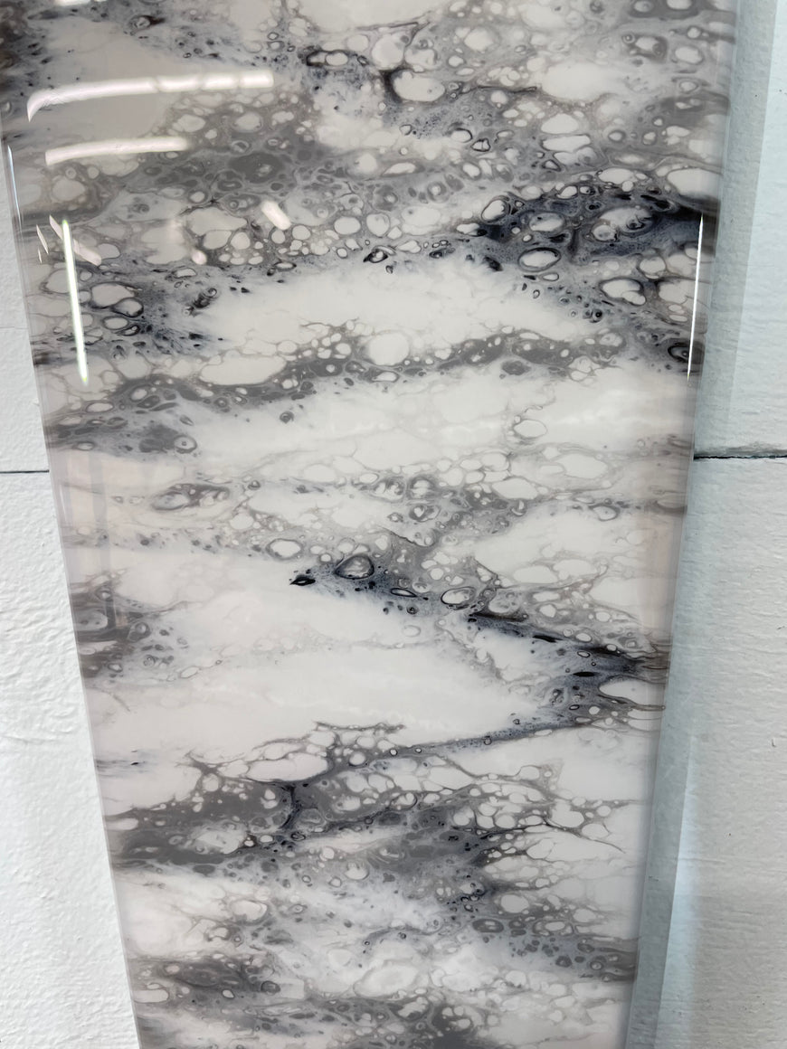 70cm Long Narrow Grey White and Black Abstract Resin Wall Clock