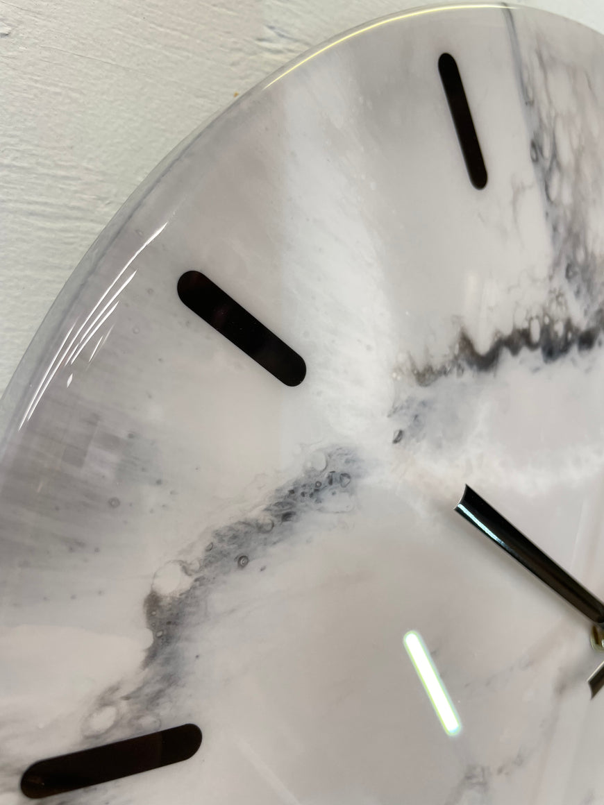 33cm Grey White and Black Abstract Modern Resin Wall Clock