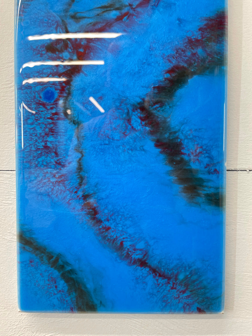 Sapphire Blue Abstract Resin Wall Clock