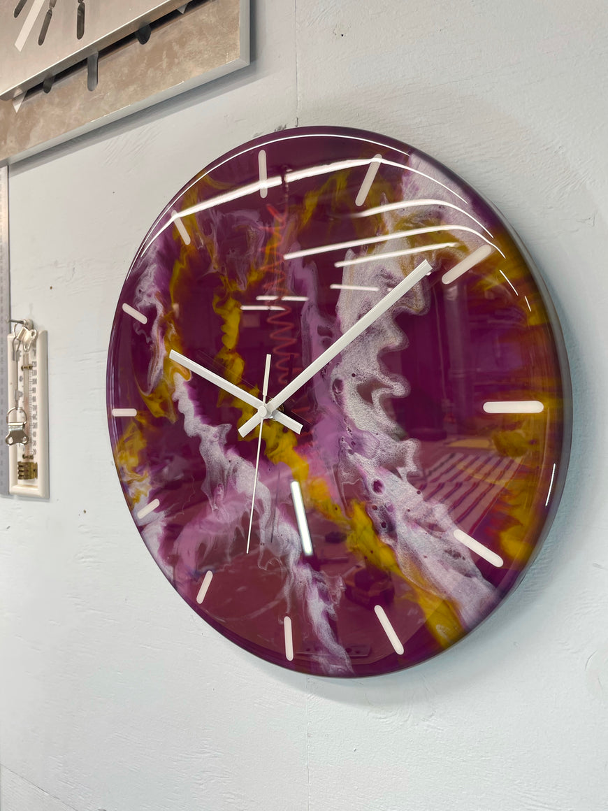 33cm Purple Abstract Modern Resin Wall Clock