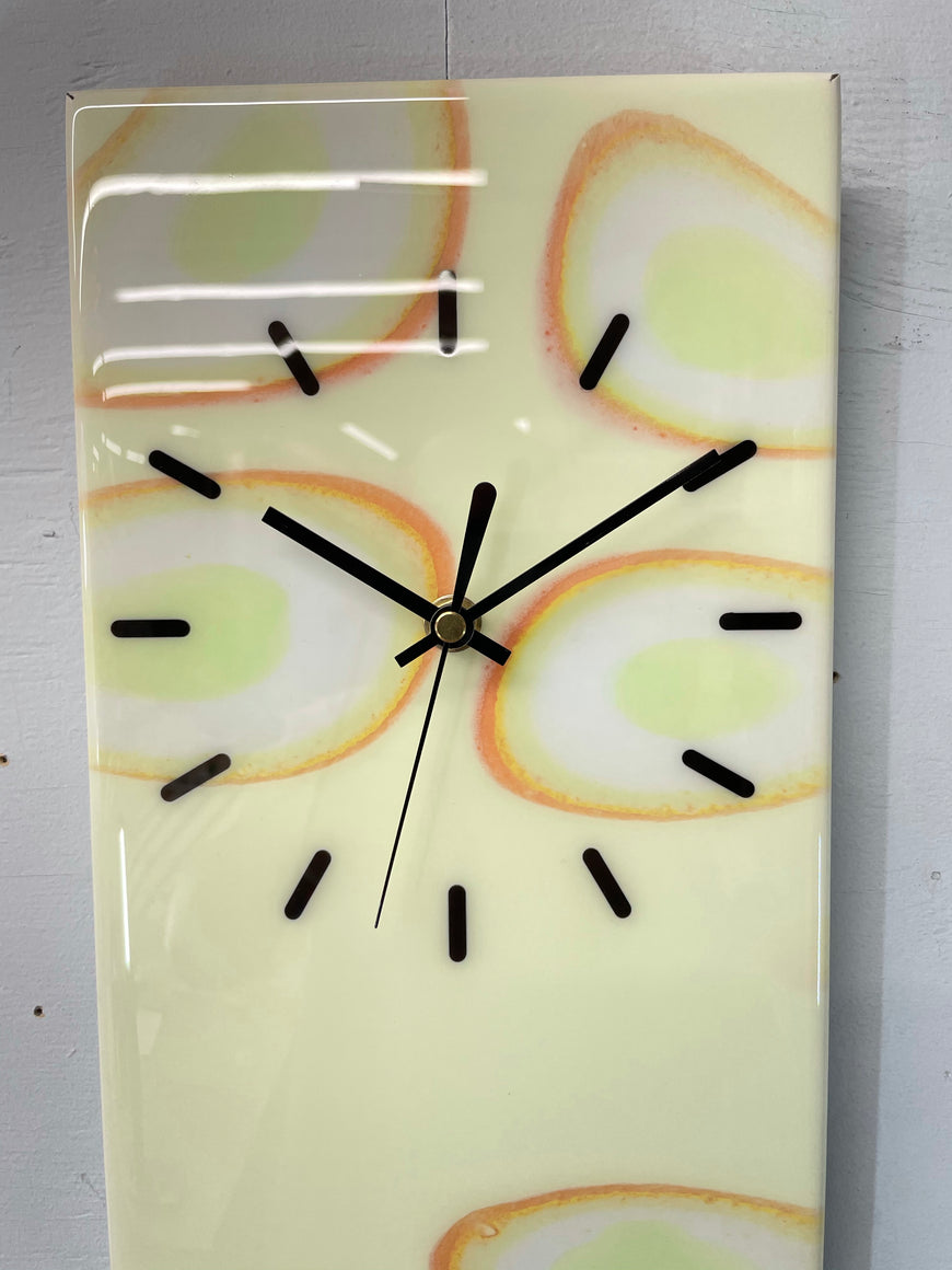 Cream and Pale Green Abstract Resin Wall Clock