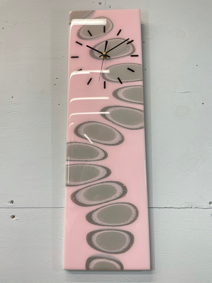 Pink and Grey Abstract Resin Wall Clock