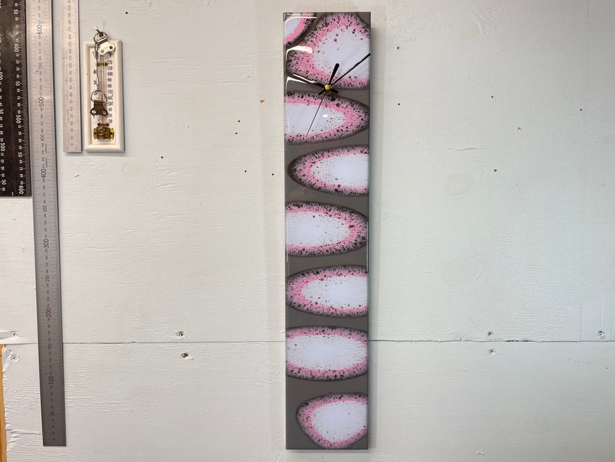 Grey And Pink Rectangular Abstract Resin Wall Clock