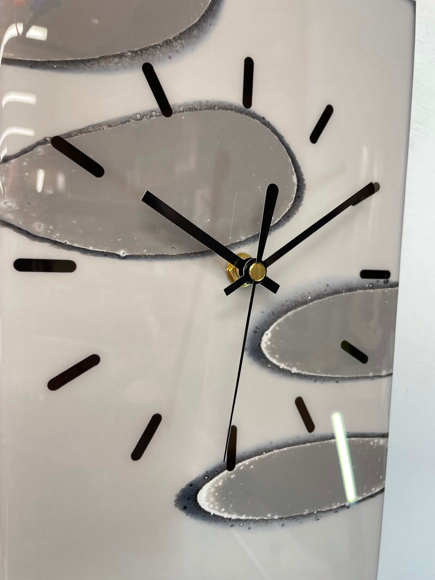 Narrow Grey Black & White Abstract Resin Wall Clock