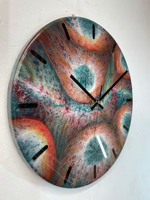 33cm Dark Green Maroon and Gold Abstract Modern Resin Wall Clock