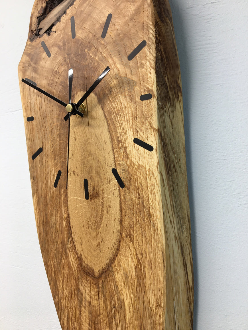 English Oak Wall Clock with Bark Inclusion