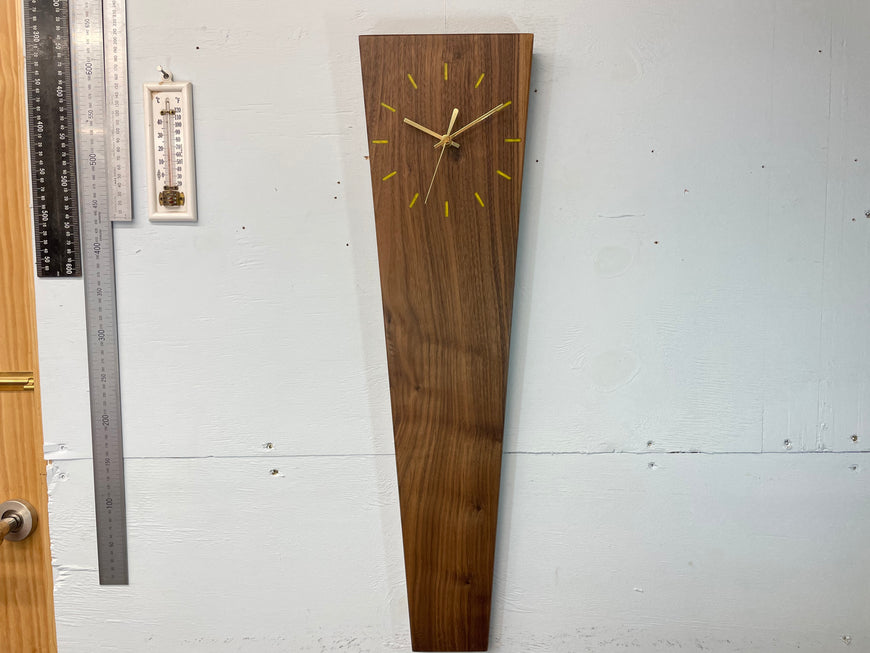 Long Narrow Black Walnut Wooden Wall Clock