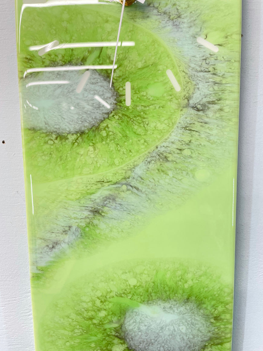 Pale Green Abstract Resin Wall Clock