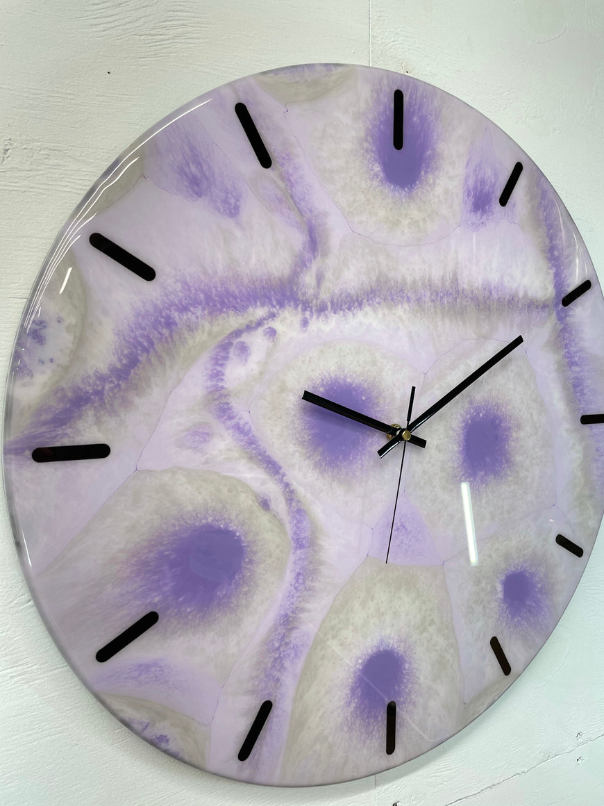 50cm Large Purple and Grey Abstract Modern Resin Wall Clock