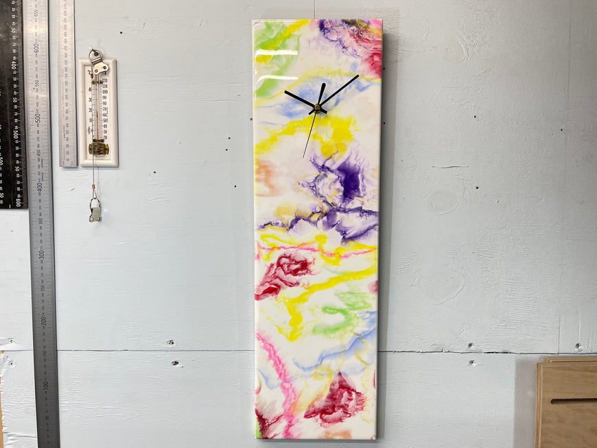 Bright and Colourful Abstract Resin Wall Clock