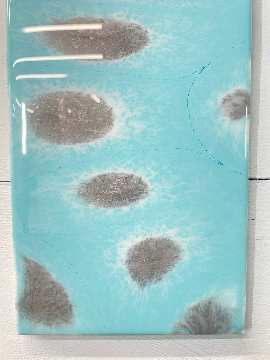 Light Blue and Grey Abstract Resin Wall Clock
