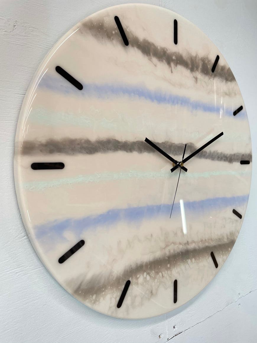 50cm Large Grey and Pale Blue Abstract Modern Resin Wall Clock