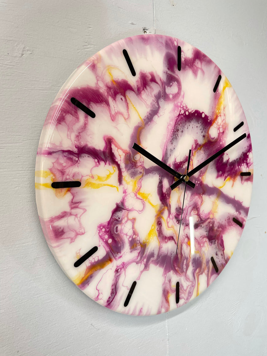 33cm White and Purple Abstract Modern Resin Wall Clock