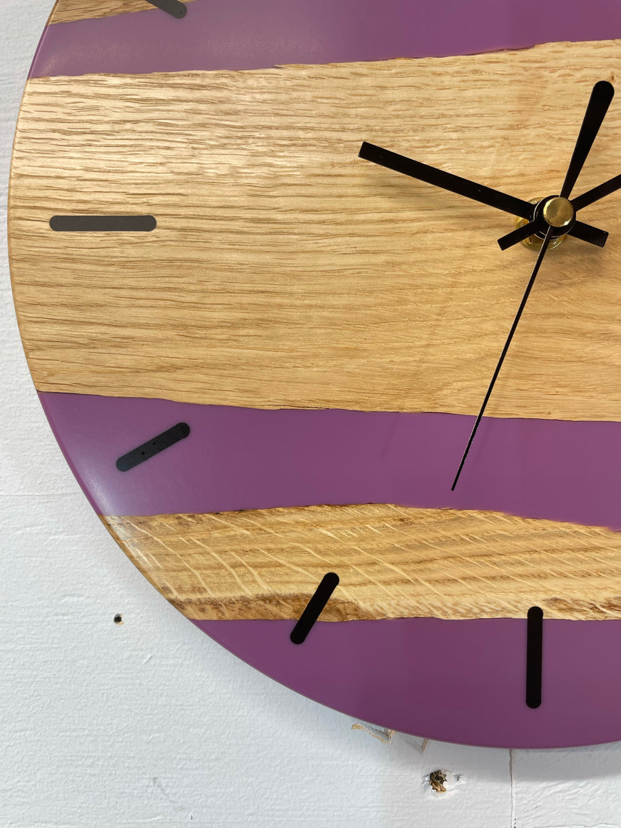 English Oak and Mauve Resin Wall Clock