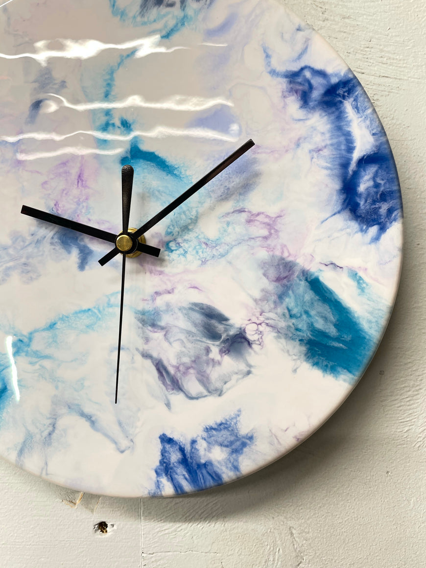 Blue And Purple Resin Wall Clock