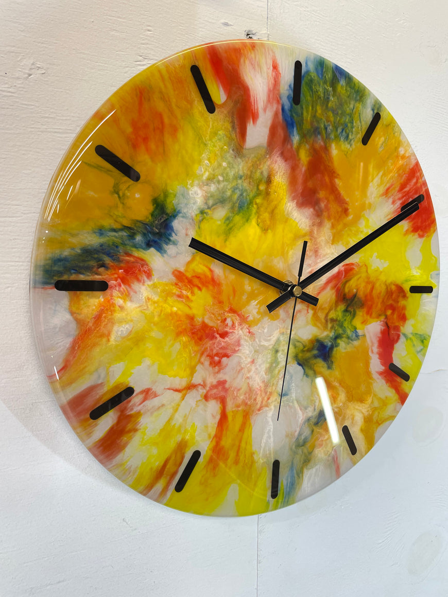 33cm Bright and Colourful Abstract Modern Resin Wall Clock