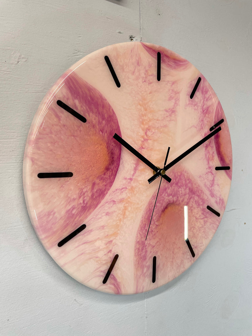 33cm Rose Gold and Pink Abstract Modern Resin Wall Clock