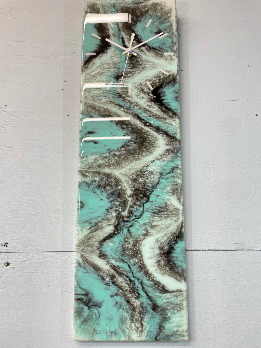 Mint and Emerald Green Resin Wall Clock