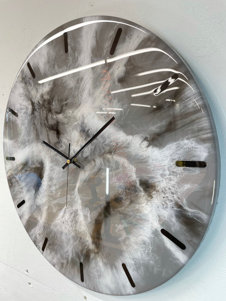 50cm Large Grey Black and White Abstract Modern Resin Wall Clock