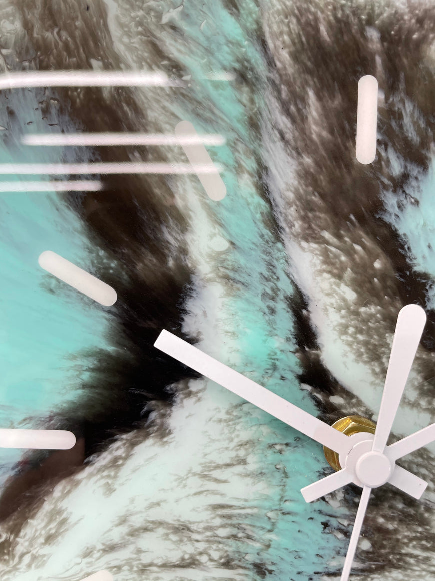 Mint and Emerald Green Resin Wall Clock