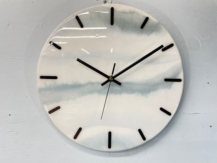 Pale Blue and Gray Resin Wall Clock