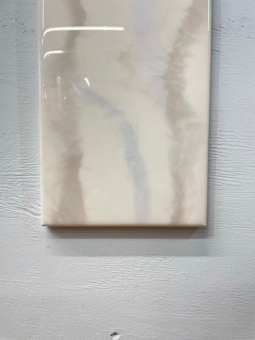 White Grey and Pale Blue Rectangular Abstract Resin Wall Clock